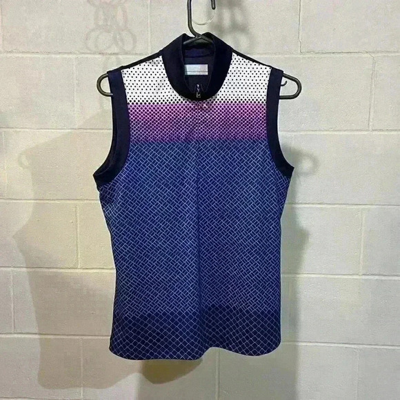 Callaway Women Sleeveless Golf Top MEDIUM Blue 1/4 Zip Athletic OptiDry Colorful - Picture 3 of 7